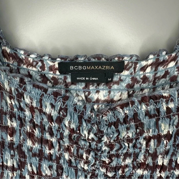 BCBGMaxAzria Smocked Puffed Sleeve Dress Size Medium - Picture 6 of 7